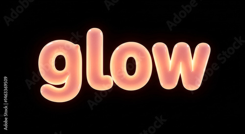 Inflated letters are glowing, spelling the word glow