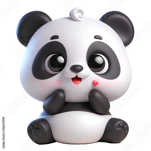 Cute 3D panda isolated on white background