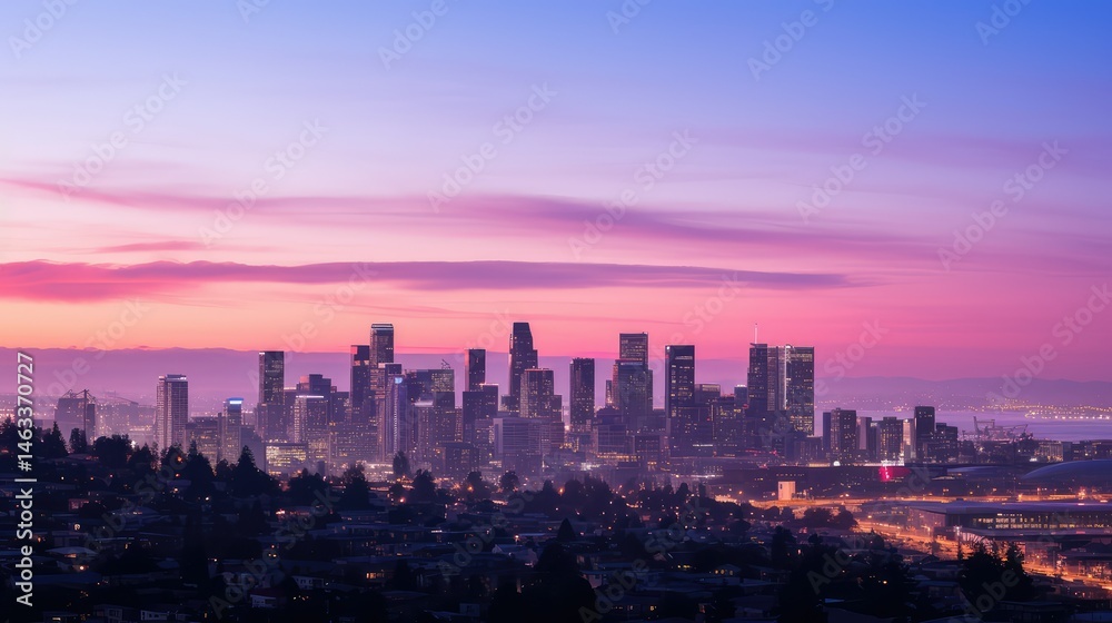 Fototapeta premium skyline red purple gradient