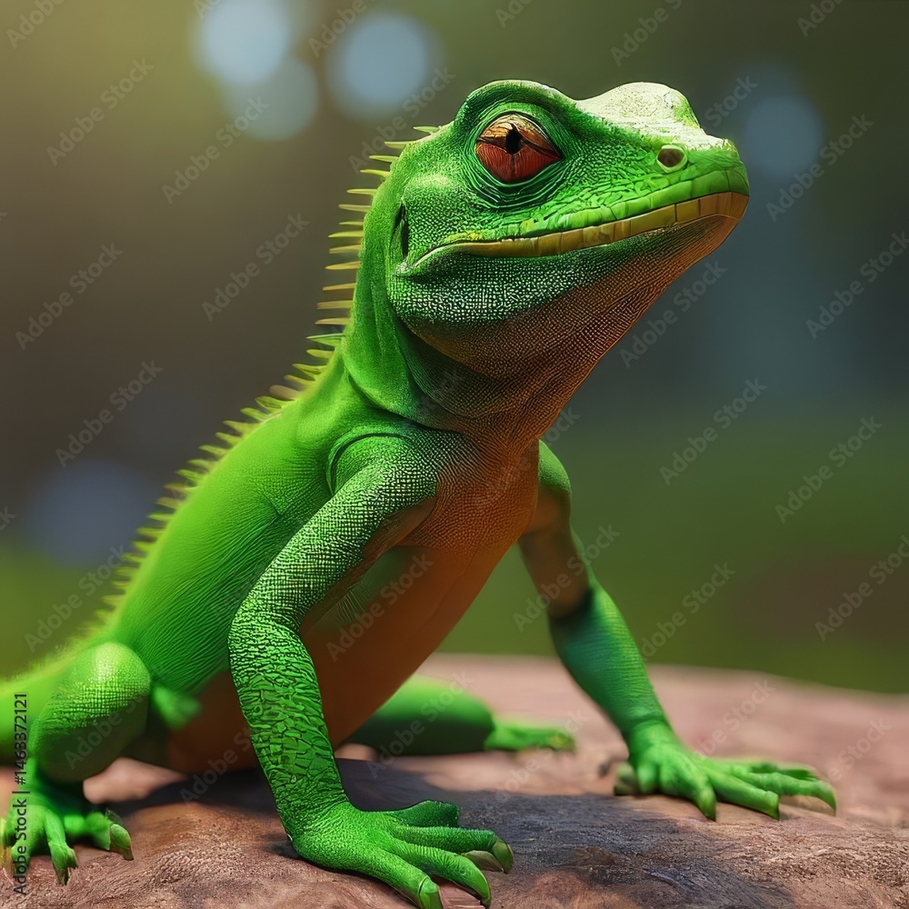 Fototapeta premium green lizard on a branch