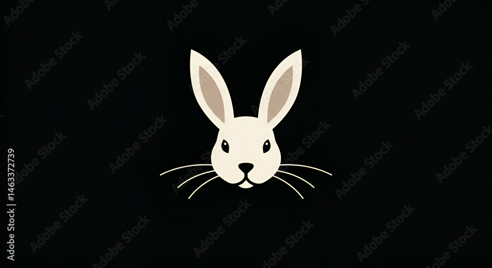 Obraz premium Stylized logo design of a rabbit, featuring a modern and clean interpretation of the animal. The design highlights the rabbit's form with bold lines and a minimalist style, perfect for pet-related bra