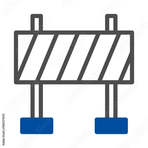 Construction barrier icon symbol delineating hazard ahead, minimalist linear art