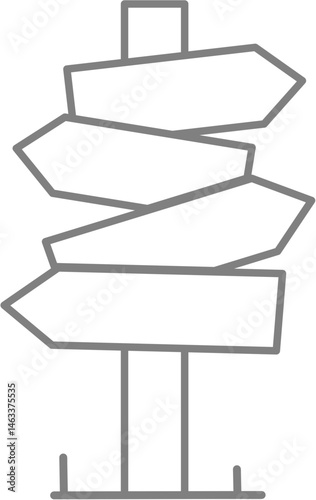 Outline of multi-directional signpost for coloring or learning directions and choices.