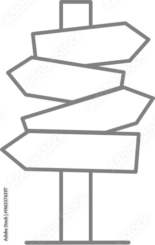 Outline of multi-directional signpost for coloring or learning directions and choices.