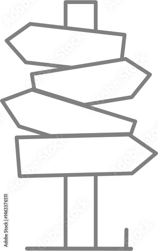 Outline of multi-directional signpost for coloring or learning directions and choices.