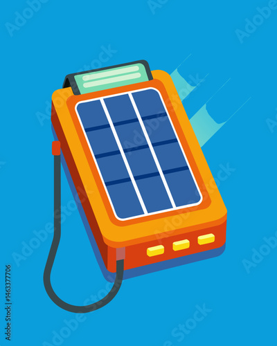 When conventional power sources fail trust in the sun to power up your devices with this handy and durable solar charger for emergencies.. Vector illustration