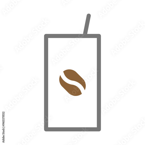 Minimalist coffee drink carton with coffee bean graphic for branding purposes