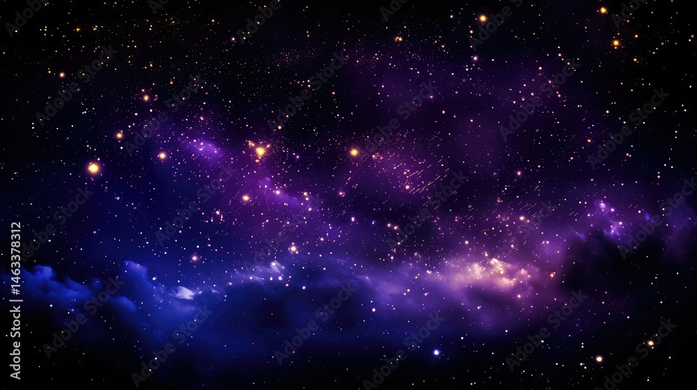 Naklejka premium nightscape purple and gold stars