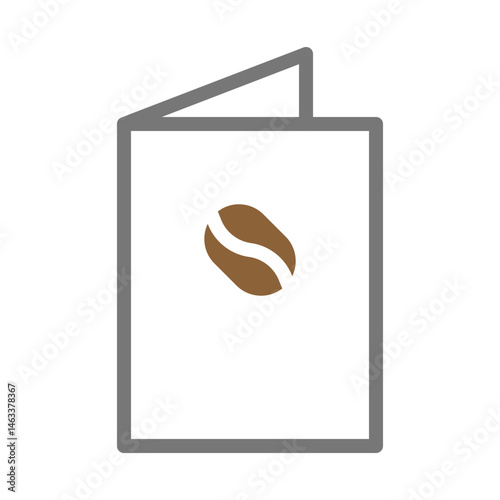 Minimalist coffee shop menu design with focus on a single coffee bean icon