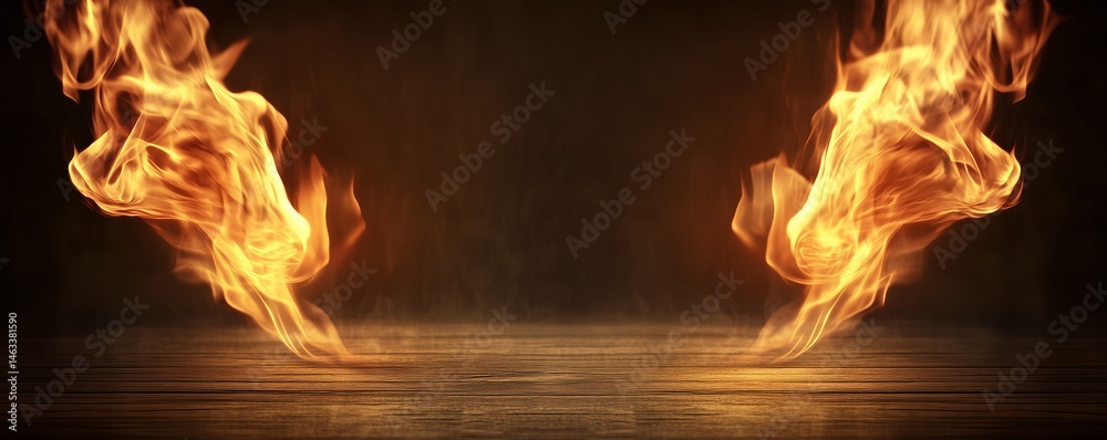 Fototapeta premium Fiery orange flames on a dark backdrop abstract background, perfect for intense and dramatic visual designs