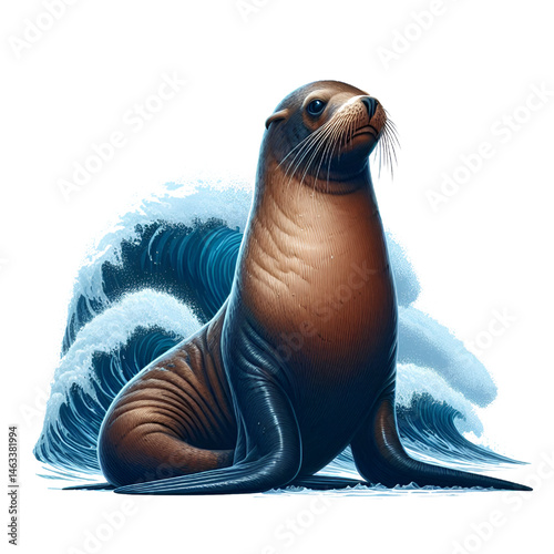 Cute 3D sea lion isolated on white background