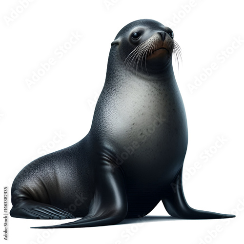 Cute 3D sea lion isolated on white background