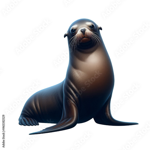 Cute 3D sea lion isolated on white background