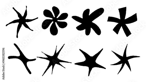 Abstract Retro Starburst Shapes Collection – Hand-drawn Mid-Century Modern Design Elements