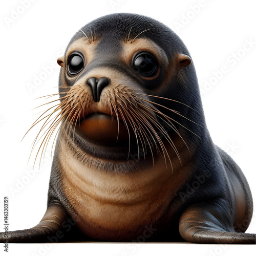 Cute 3D sea lion isolated on white background