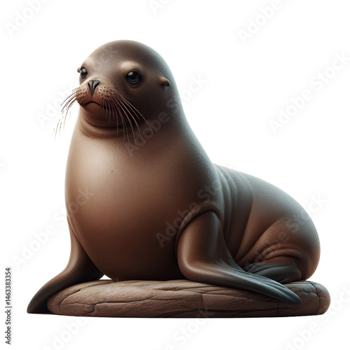 Cute 3D sea lion isolated on white background