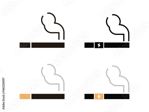 smoking, vaping glyphs symbol icon design vector isolated transparent background