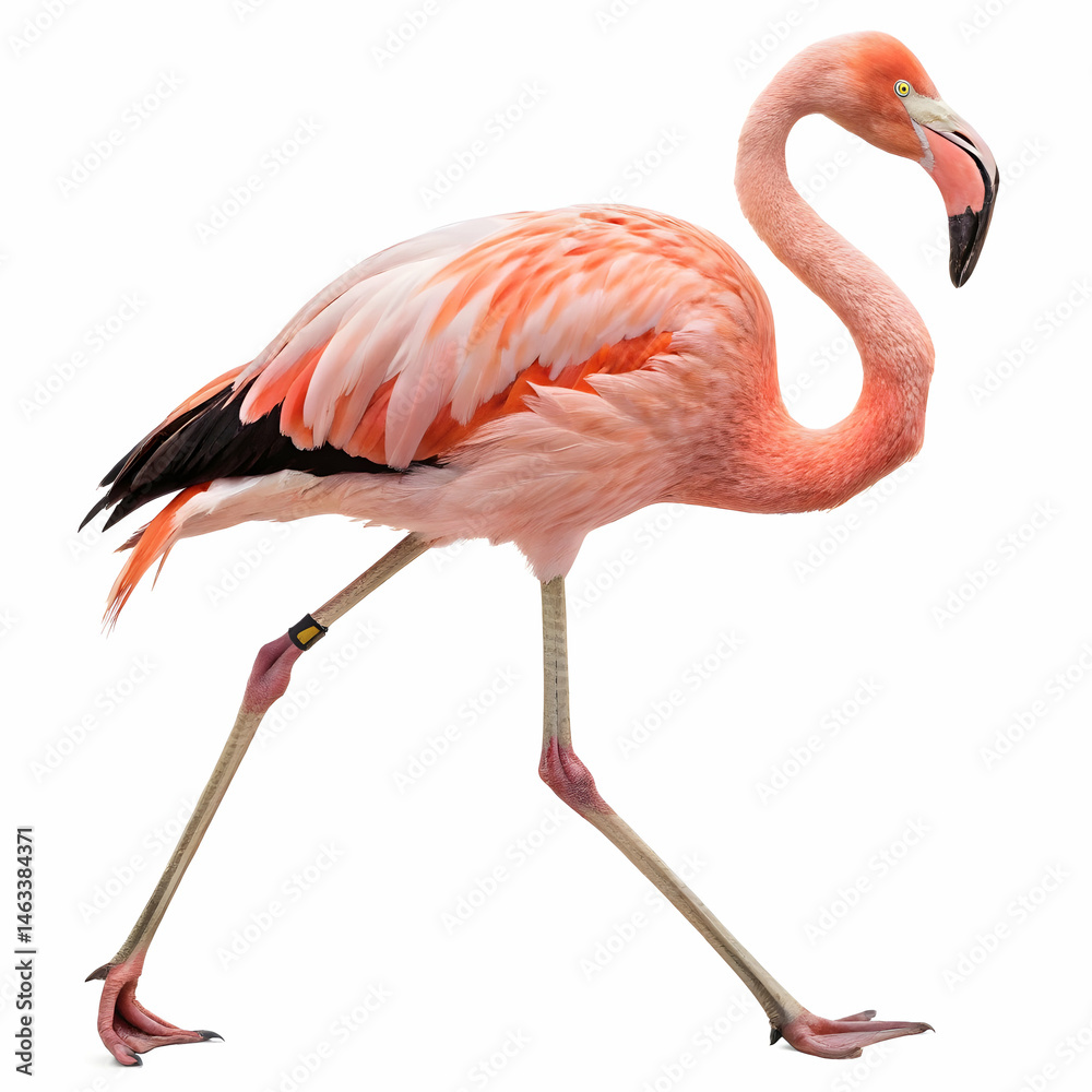Obraz premium Stunning Pink Flamingo isolated on white background