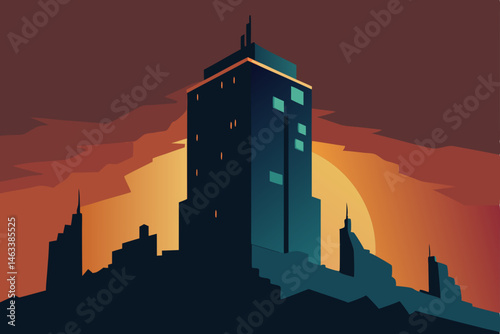 a crumbling high rise blinking in an otherwise 
