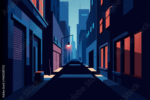 a dark alleyway in chicago with flickering neon 