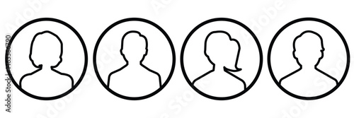 Men and women avatars set. Male and female silhouettes abstract people. User profiles badges. Anonymous user portrait. User Profile pictures isolated on isolated background. 