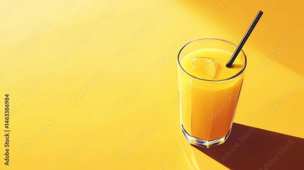 Orange Juice in Glass, Sunny Studio Shot