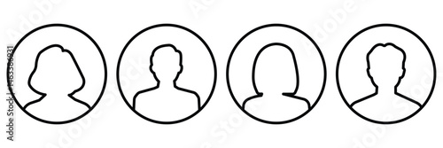 Men and women avatars set. Male and female silhouettes abstract people. User profiles badges. Anonymous user portrait. User Profile pictures isolated on isolated background. 