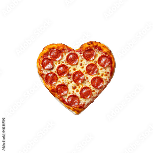 Delicious Heart-Shaped Pepperoni Pizza Isolated on Transparent Background: Perfect for Valentine's Day, Romantic Dinners, and Pizza-themed Designs