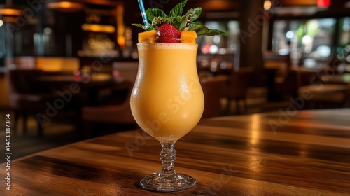Obraz na płótnie Mango smoothie cocktail, restaurant bar w salonie