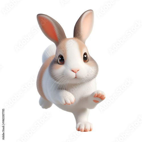 Cute 3D rabbit isolated on white background