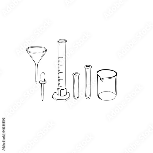 Hand drawing test tube isolated on white