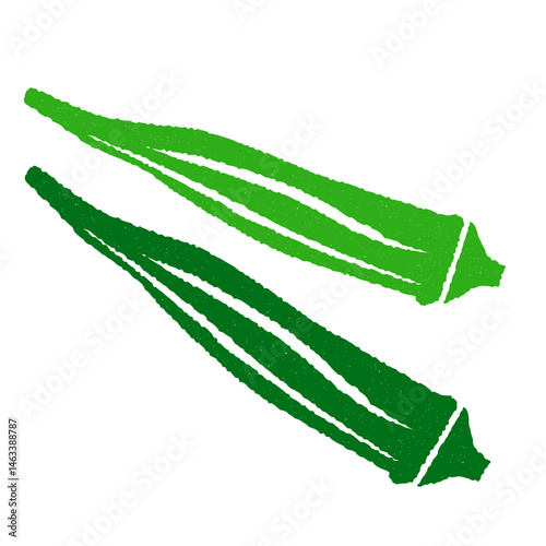 オクラのシンプルな版画風イラスト