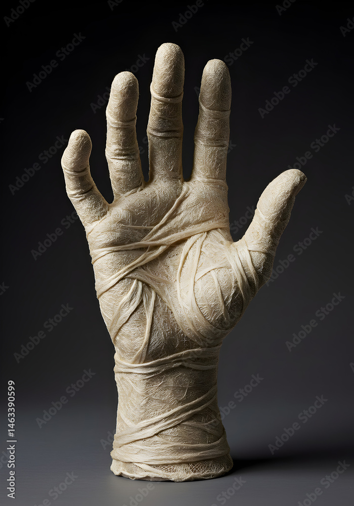3D Abstract Hand Sculpture Over Dark Gray Background Illustration