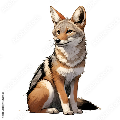Cute 3D jackal isolated on white background