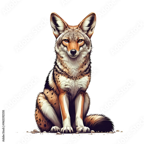 Cute 3D jackal isolated on white background