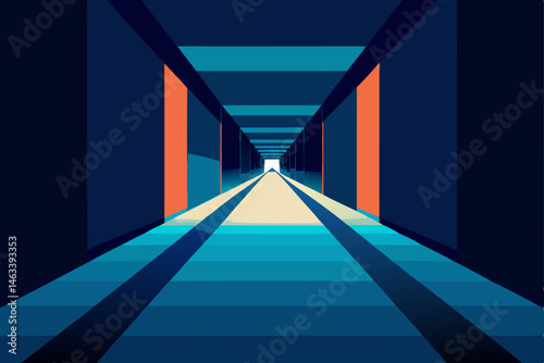 a tunnel of digital projections in a narrow 