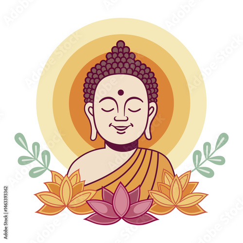 Buddha smile vesak day illustration