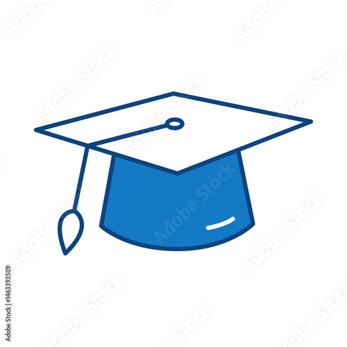 Graduation Cap Blue Line Icon. Education, E-Learning, School, College, Study, Knowledge Icons Editable Stroke Vector Illustration