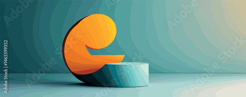 Abstract vibrant figure contemplating in minimalist modern style with gradient background.