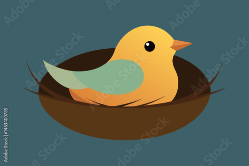 baby bird in nest during soft drizzle 