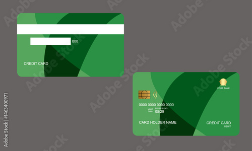 Set of Credit Cards Shapes Dark Green Colors