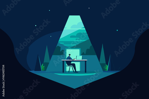 bioluminescent night office mimicking natural cave 