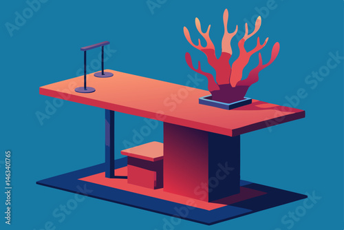 biotech grown desk shaped like coral from an alien 