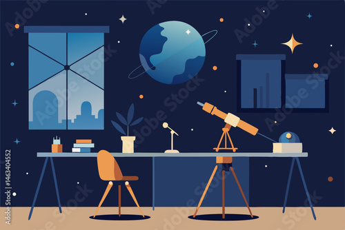 celestial observatory office with constellation 