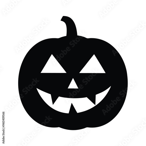 Isolated orange Halloween pumpkin lantern with a scary carved face, a spooky autumn decoration