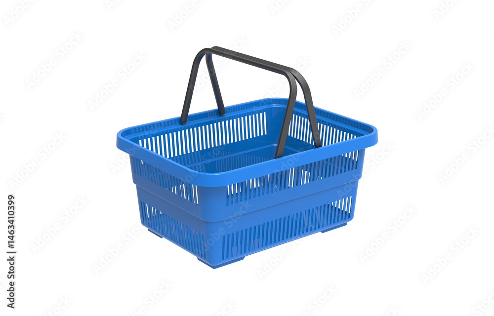 Fototapeta premium Empty plastic shopping basket isolated on transparent background.