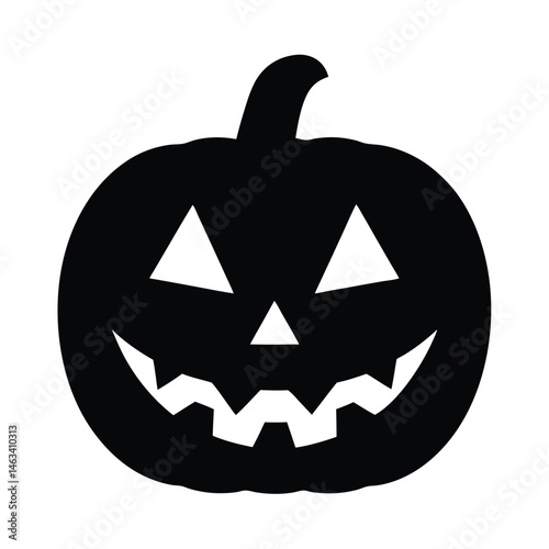 Isolated orange Halloween pumpkin lantern with a scary carved face, a spooky autumn decoration
