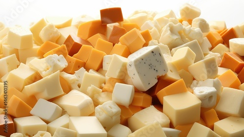 colby cheese cubes on white