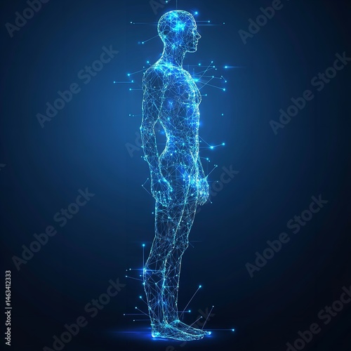 Digital Human Body Networked Anatomy AI Technology Futuristic Science Abstract Connection Data Visualization Innovation