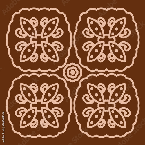 seamless pattern with flowers batik brown colour